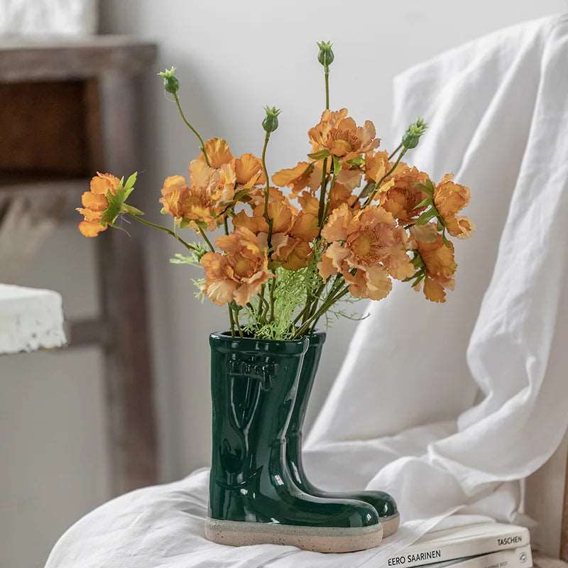 wellington boot ceramic vase