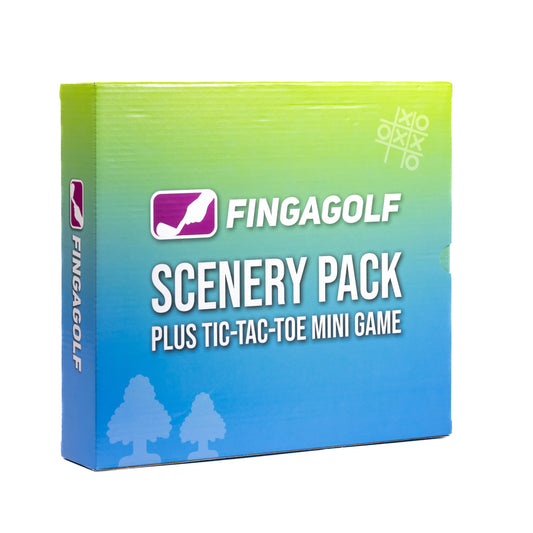 Fingagolf Scenery Pack packaging with gradient design and game details.