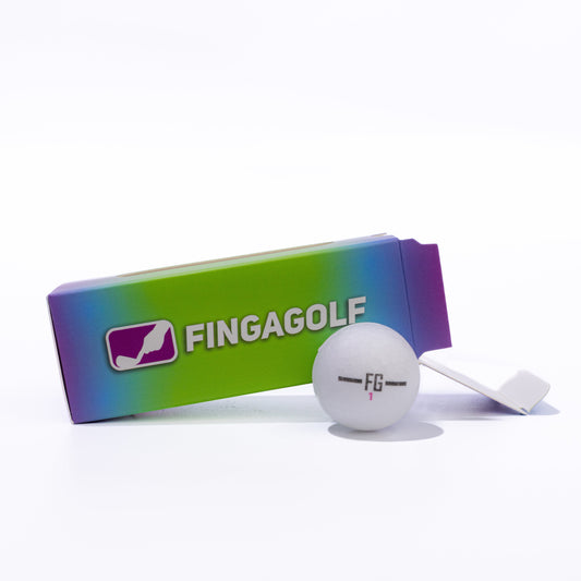 Fingagolf product with a golf ball and packaging on a white background