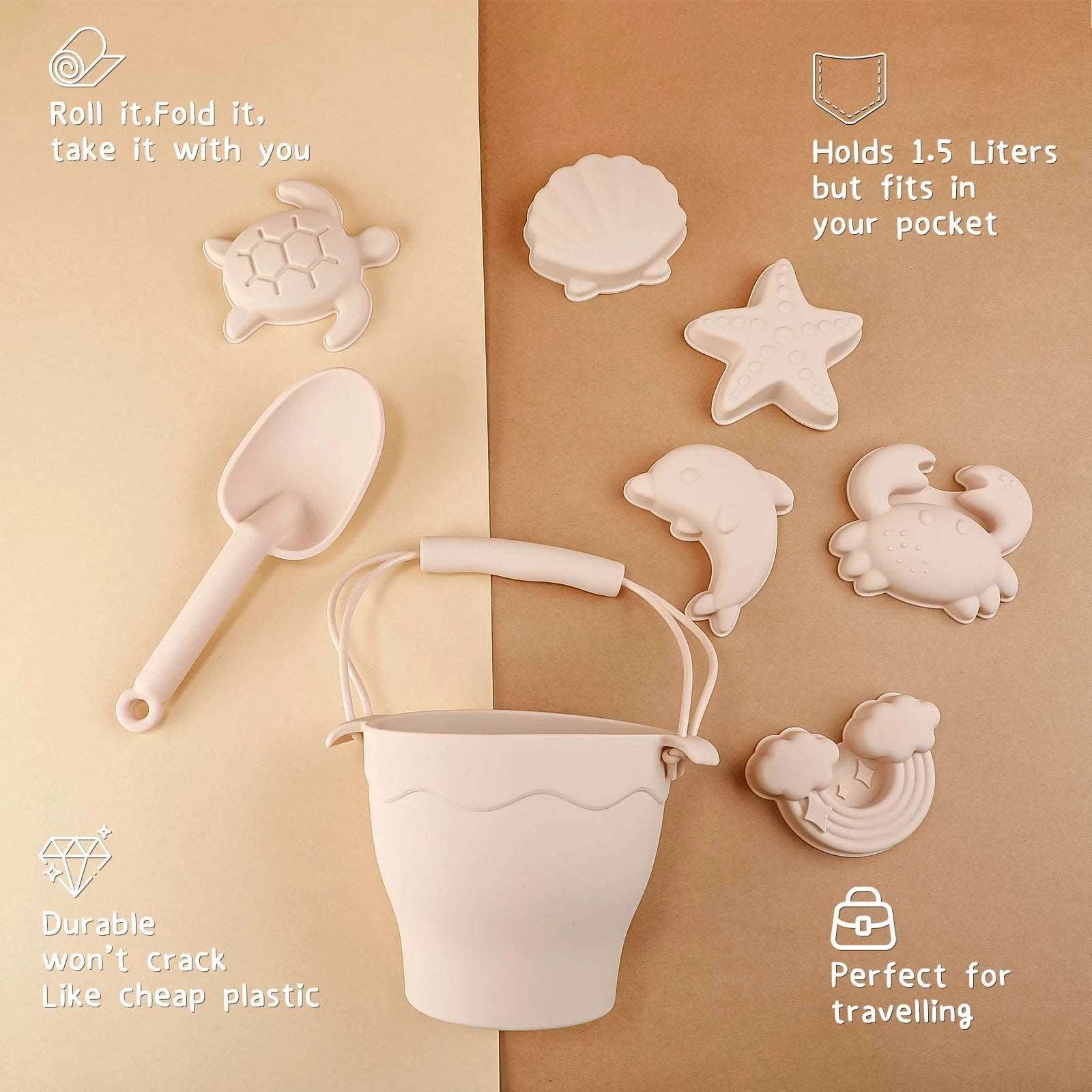 Eco Friendly Silicone Beach Toys - 8 Piece Set - Toys from Dear Cece - Just £29.99! Shop now at Dear Cece