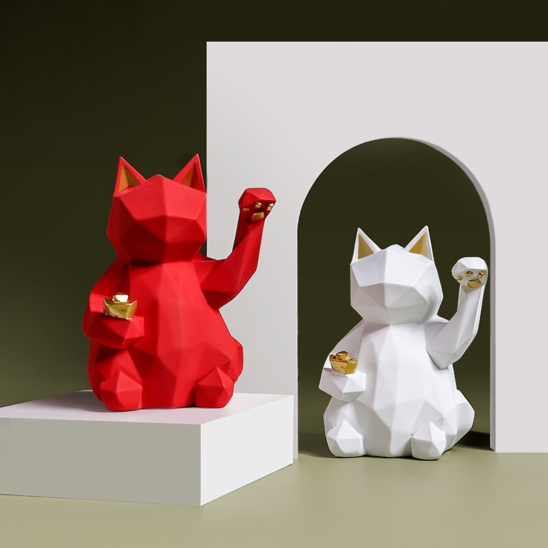Geometric Lucky Cat Statue - Ornaments from Dear Cece - Just £29.99! Shop now at Dear Cece
