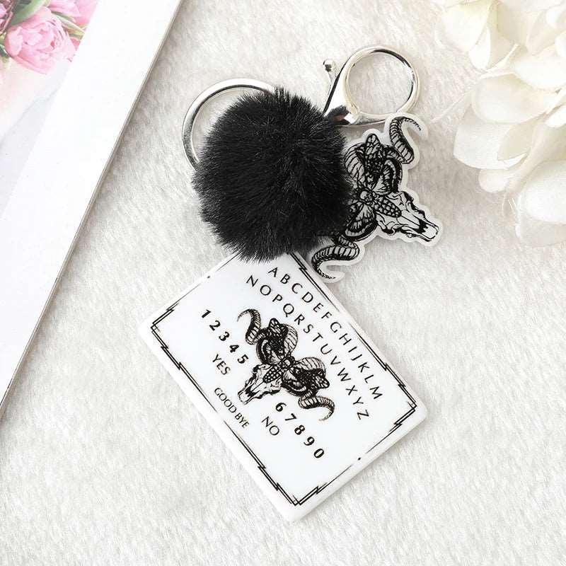 white Halloween Ouija Board Keychain