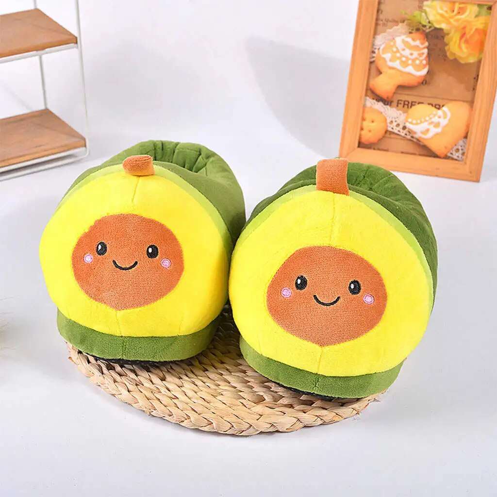 Cute Green Happy Avocado Plush Slippers - slippers from Dear Cece - Just £15.99! Shop now at Dear Cece