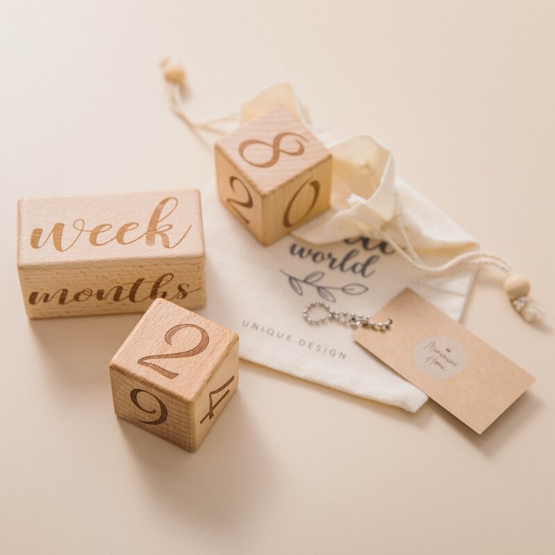 Baby Milestone Wooden Blocks - Gift Sets from Dear Cece - Just £24.99! Shop now at Dear Cece