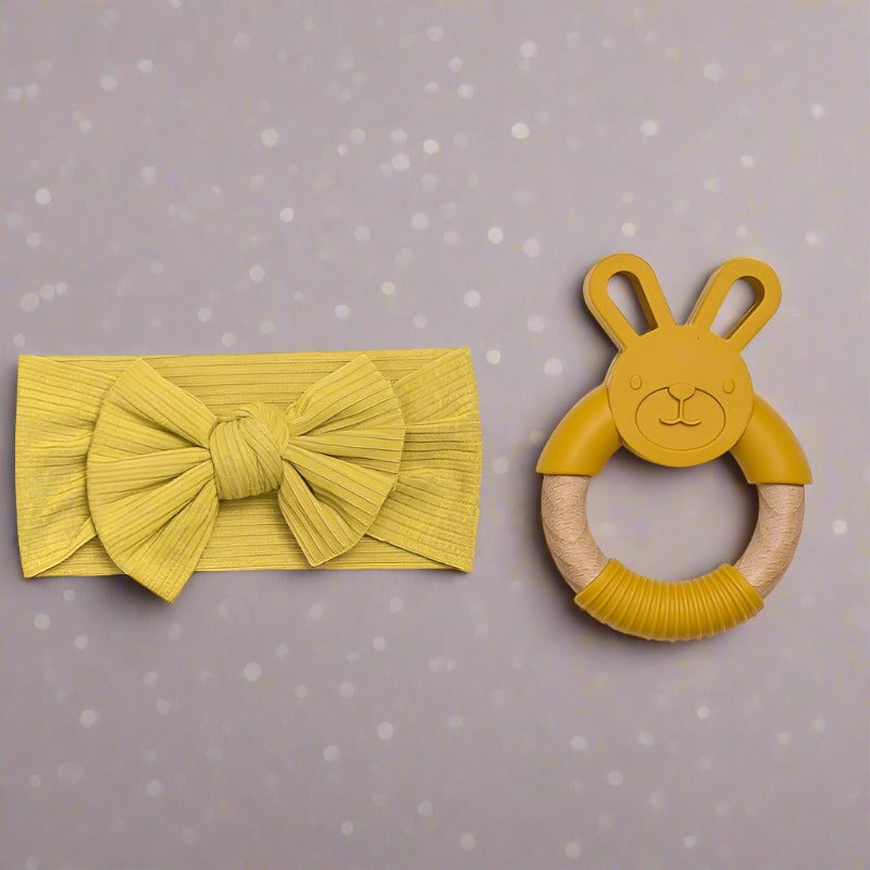 Mustard Baby Headband & Teether Gift Set - Gift Sets from Dear Cece