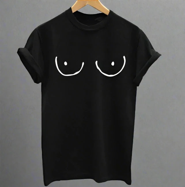 Feminist Free The Nipple Illustration T Shirt - Black