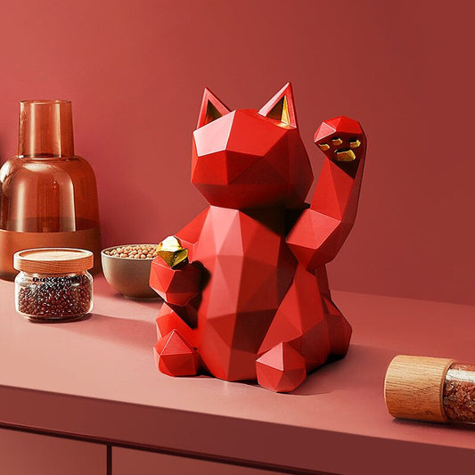 Geometric Lucky Cat Statue - Ornaments from Dear Cece - Just £29.99! Shop now at Dear Cece