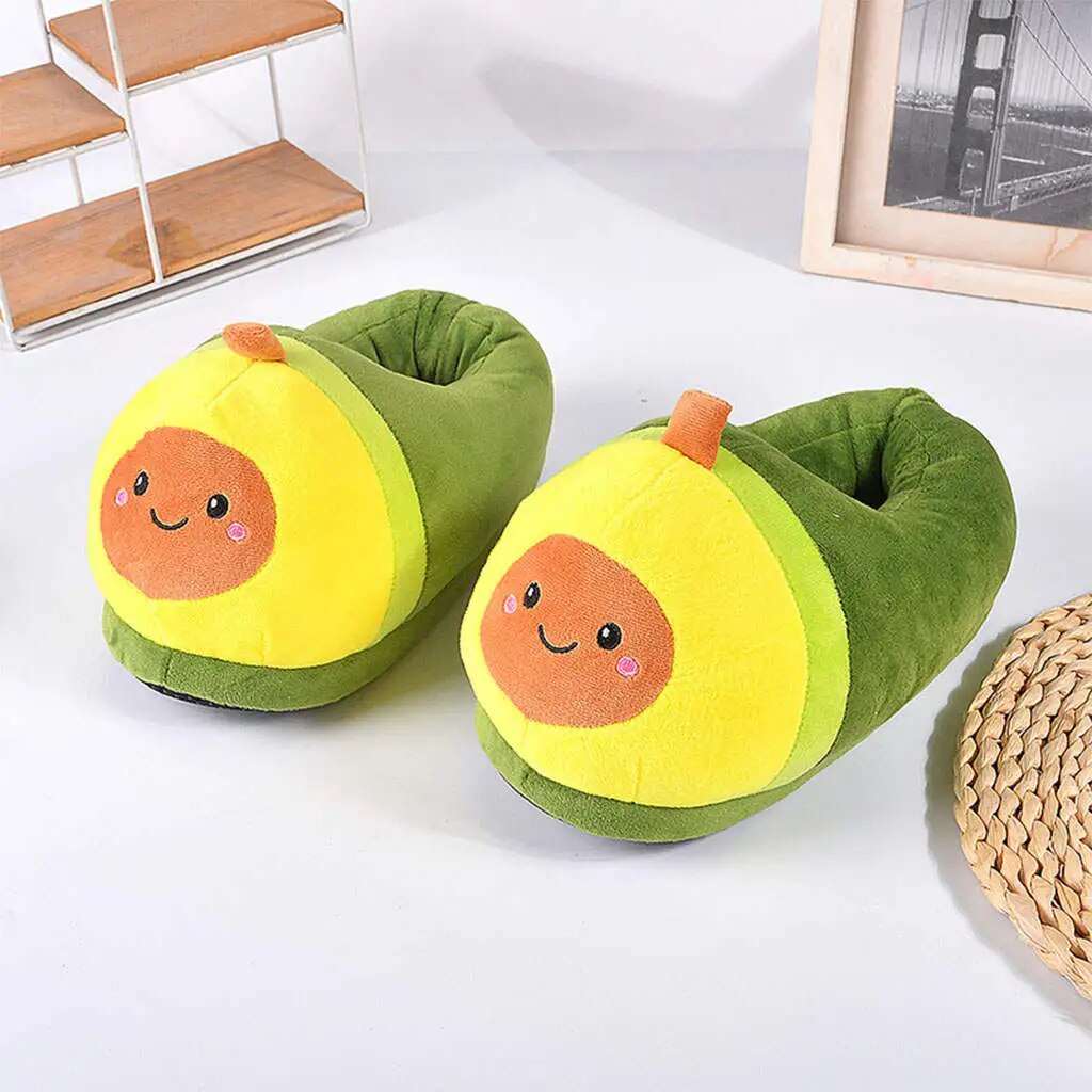 Cute Green Happy Avocado Plush Slippers - slippers from Dear Cece - Just £15.99! Shop now at Dear Cece