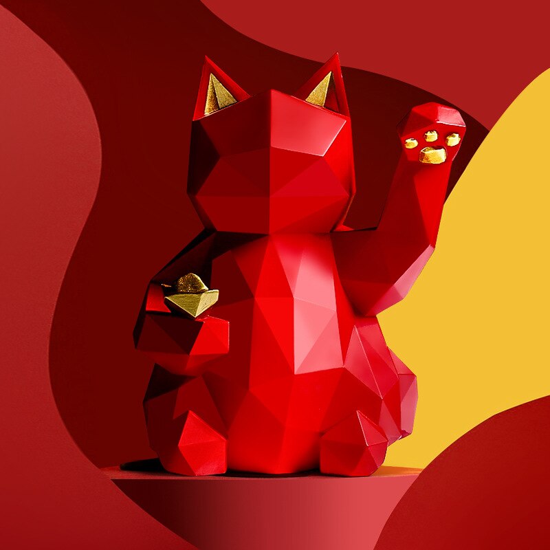 Geometric Lucky Cat Statue - Ornaments from Dear Cece - Just £29.99! Shop now at Dear Cece