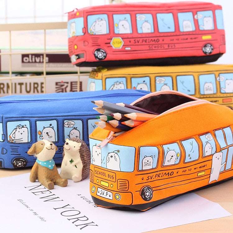 Cartoon Bus Canvas Pencil Case - Pencil Case from Dear Cece - Just £6.99! Shop now at Dear Cece
