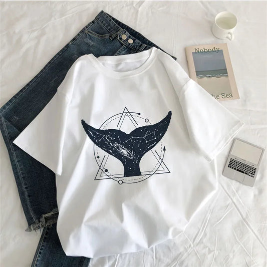Cosmic Whale Tail Printed T-shirt - T Shirts from Dear Cece - Just £12.99! Shop now at Dear Cece