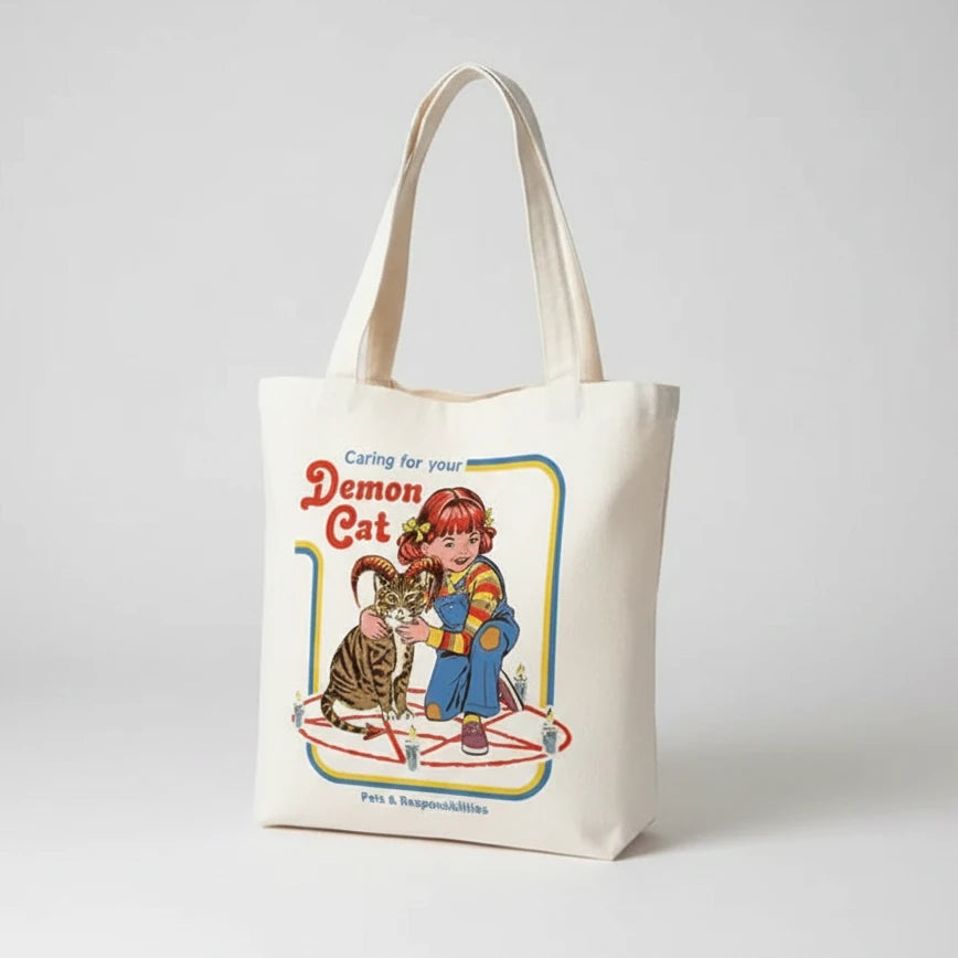 Demon Cat Reusable Shopping Tote Bag - Bags from Dear Cece - Just £12.99! Shop now at Dear Cece