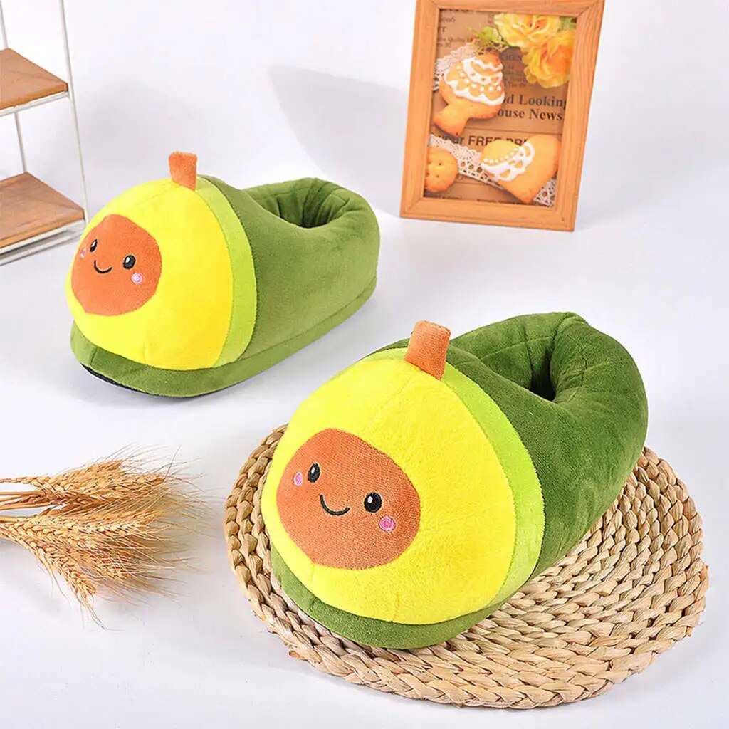 Cute Green Happy Avocado Plush Slippers - slippers from Dear Cece - Just £15.99! Shop now at Dear Cece