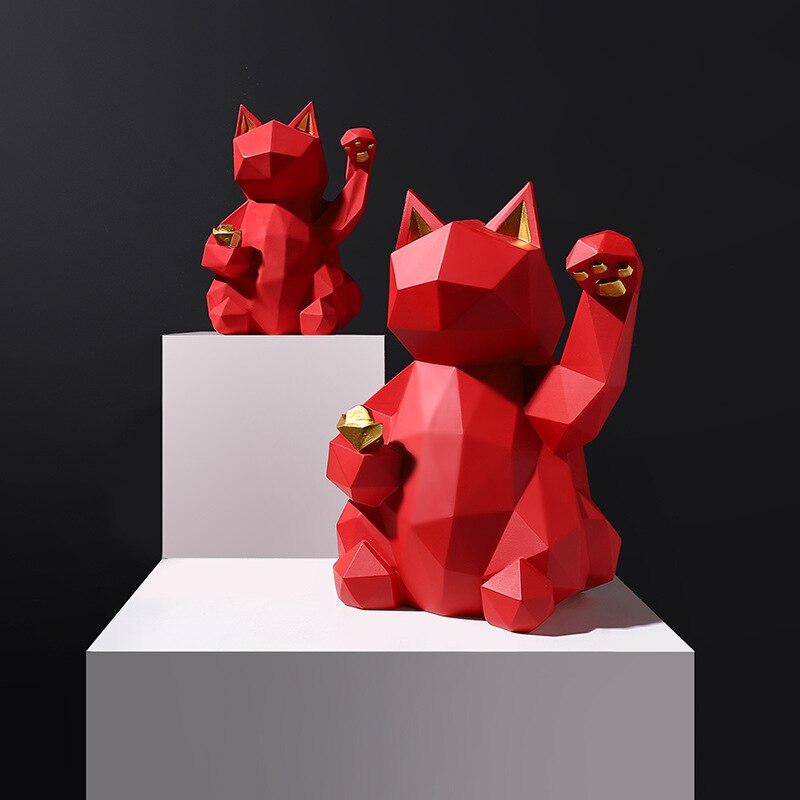 Geometric Lucky Cat Statue - Ornaments from Dear Cece - Just £29.99! Shop now at Dear Cece