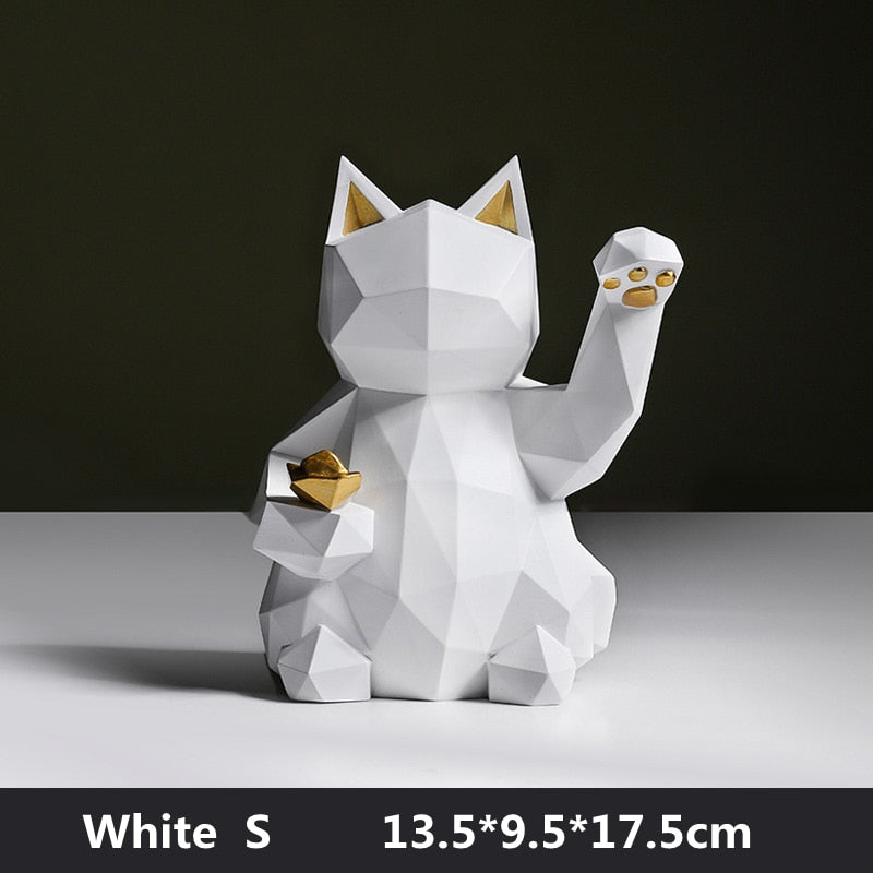 Geometric Lucky Cat Statue - Ornaments from Dear Cece - Just £29.99! Shop now at Dear Cece