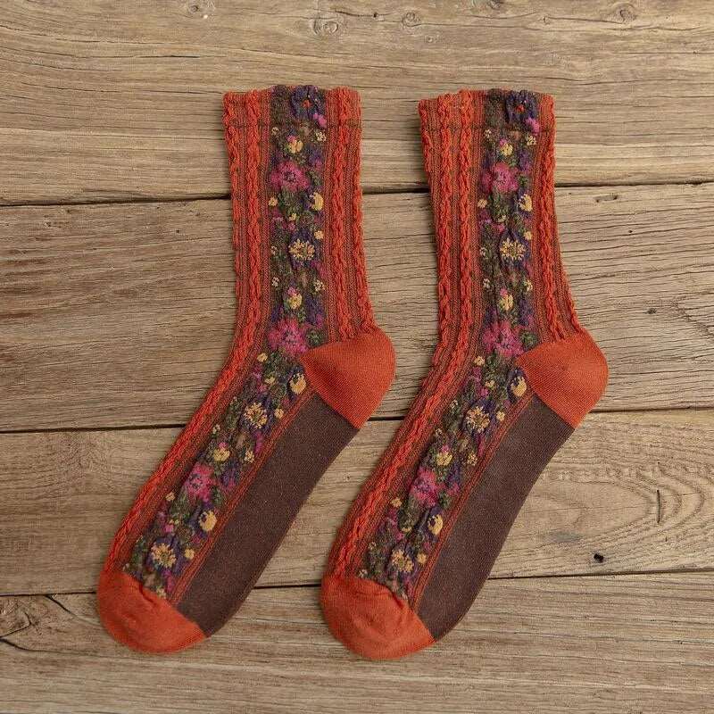 Pure Cotton Floral Embroidered Medium Tube Women's Socks - Socks from Dear Cece - Just £6.99! Shop now at Dear Cece