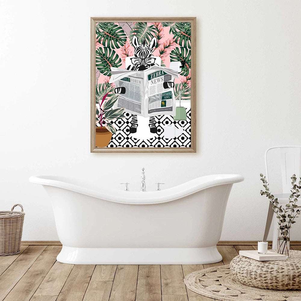 Bathroom Zebra Botanical Jungle Art Print - Wall Art from Dear Cece - Just £19.99! Shop now at Dear Cece