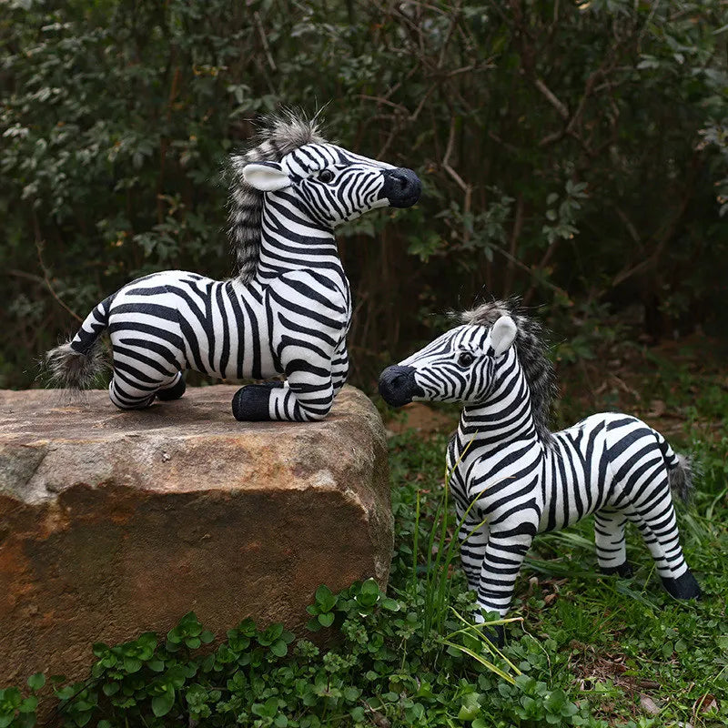 Standing Zebra Stuffed Animal Jungle Plush Toy outside