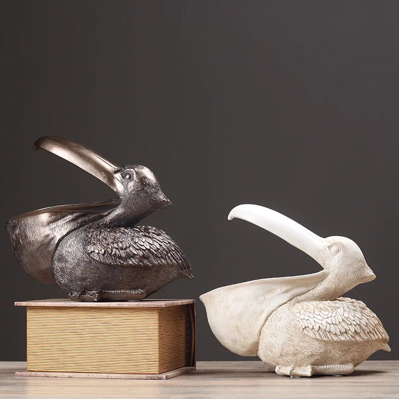 White and silver Vintage Pelican Bird Ornament