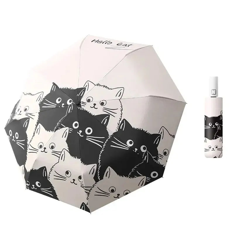 Hello Cat Print Folding Travel Umbrella - Umbrella from Dear Cece - Just £18.99! Shop now at Dear Cece