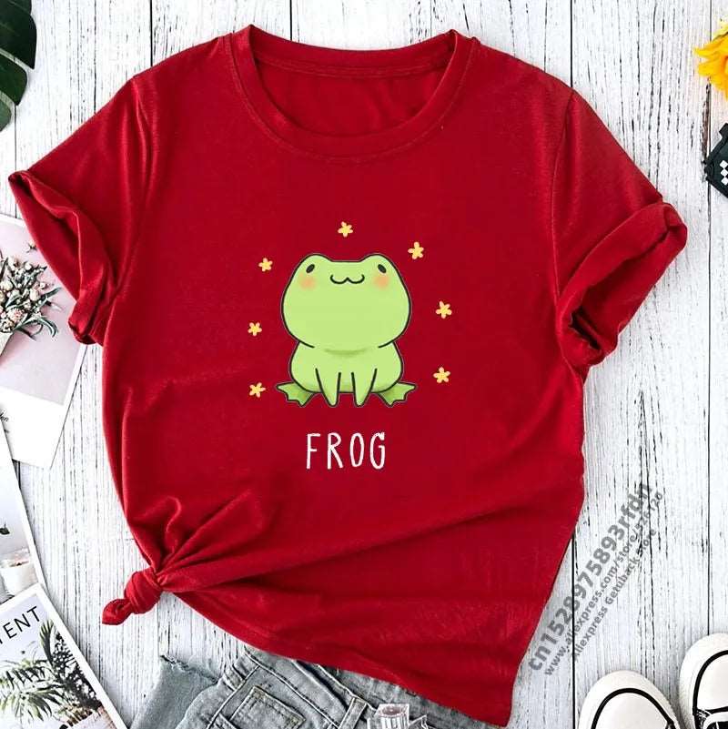 Cartoon Cute Frog Print T Shirt - T Shirts from Dear Cece