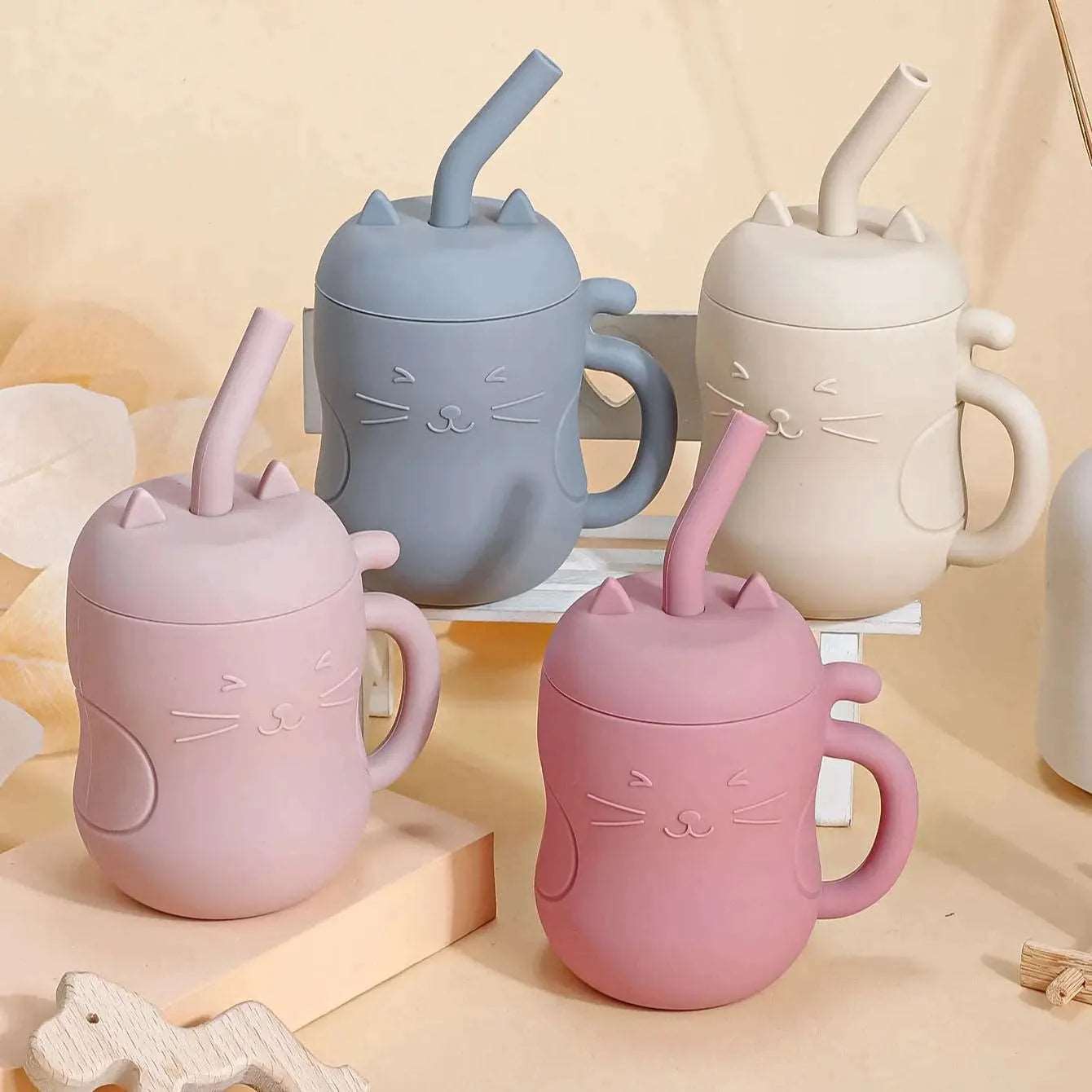 Eco Friendly Leakproof Silicone Toddler Water Bottle - Cat - Baby Storage from Dear Cece - Just £12.99! Shop now at Dear Cece