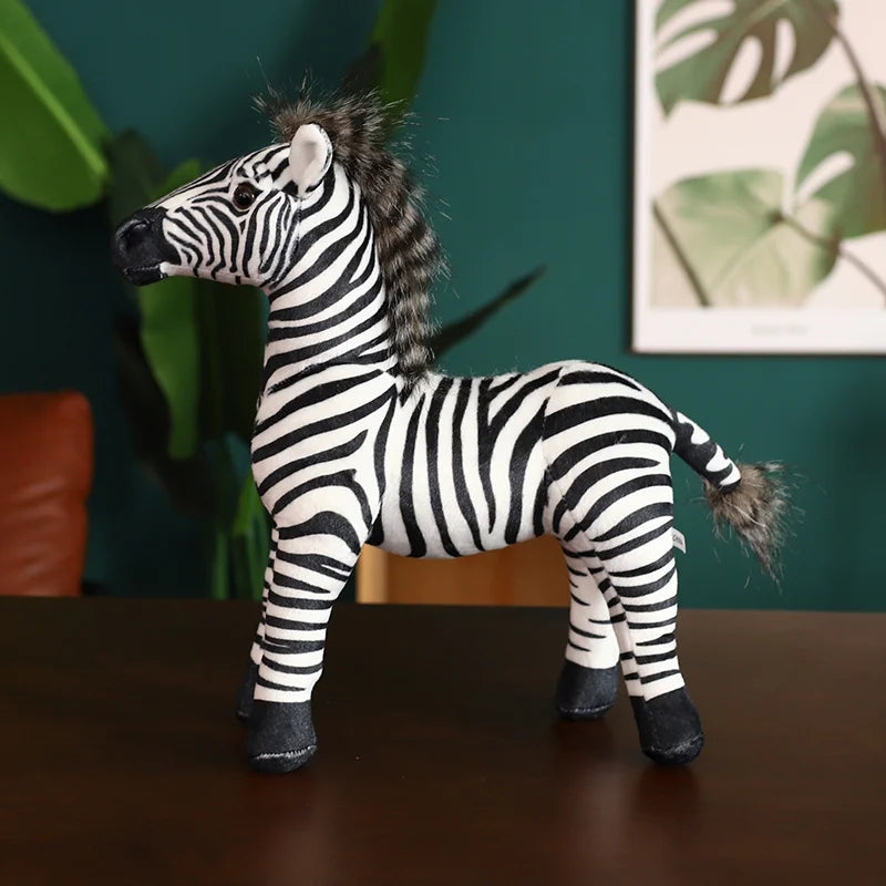 Standing Zebra Stuffed Animal Jungle Plush Toy side facing