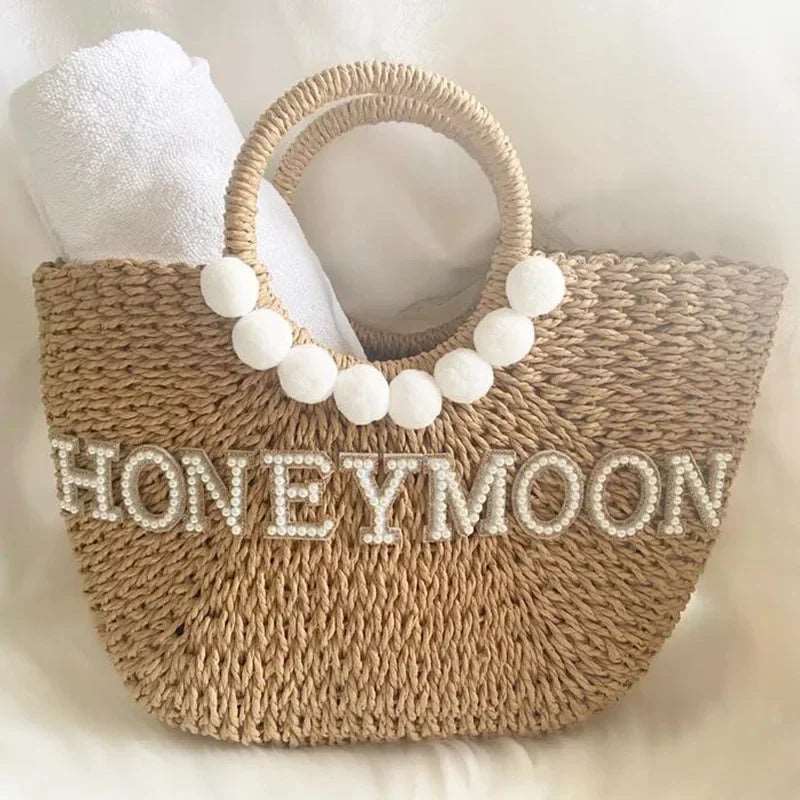 Honeymoon Bride Wicker Beach Bag - Bags from Dear Cece - Just £39.99! Shop now at Dear Cece