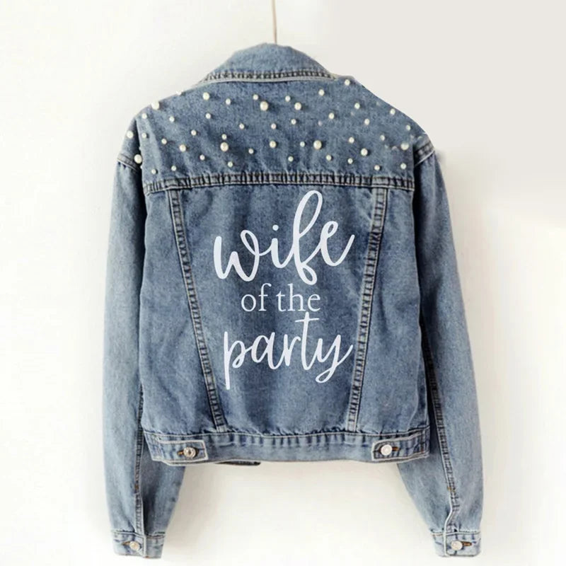 Wife of the Party Pearl Denim Jacket - Jacket from Dear Cece - Just Ā£39.99! Shop now at Dear Cece