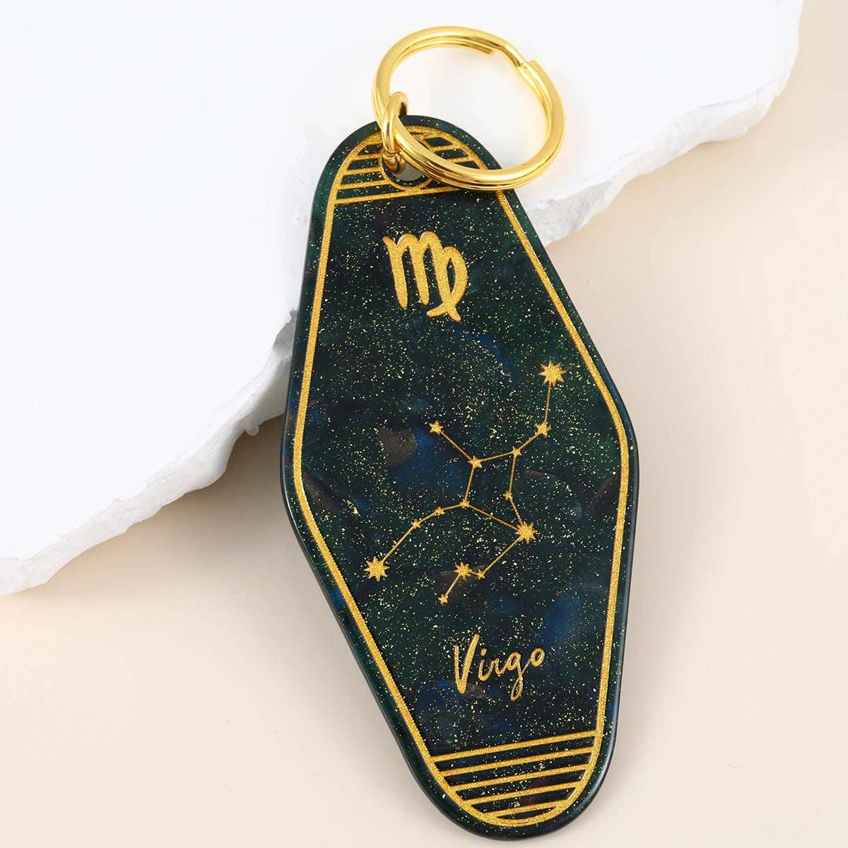 Zodiac Star Sign Retro Motel Keychain