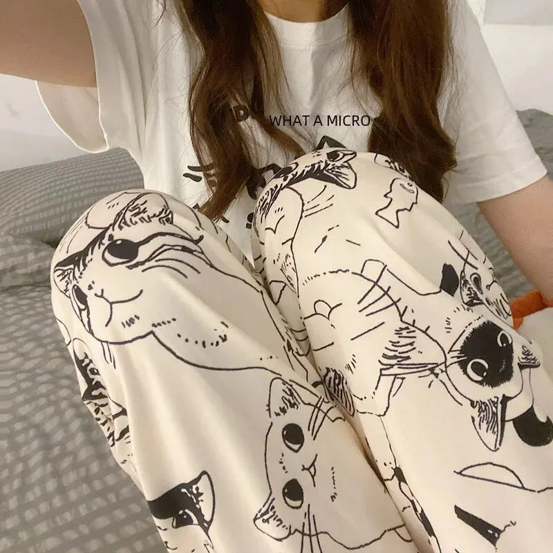 Loose Casual Cat Print Lounge Pants - pyjamas from Dear Cece - Just £17.99! Shop now at Dear Cece