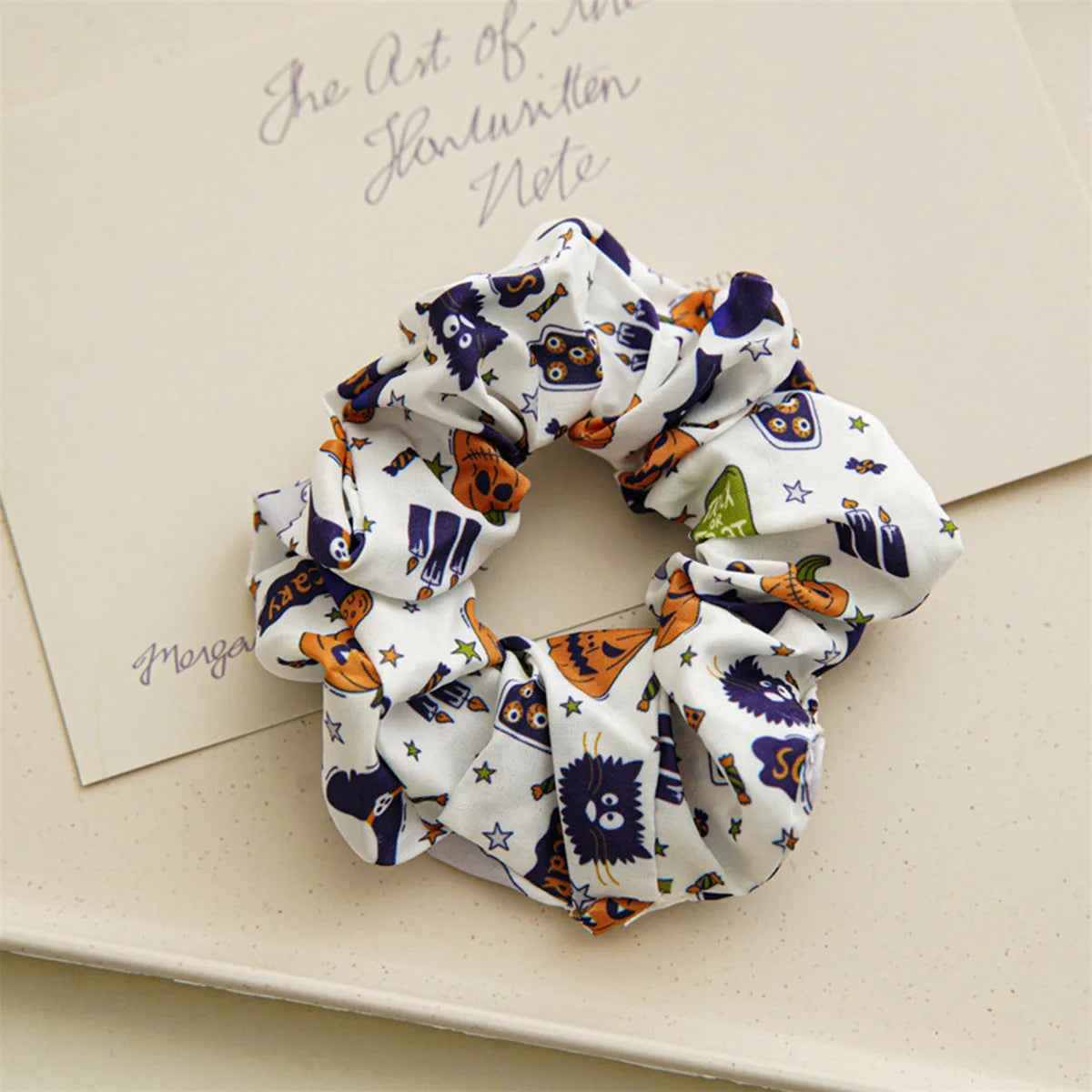 White halloween scrunchie