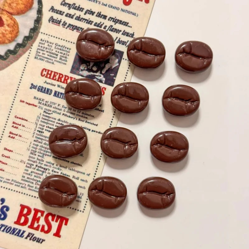 Magnet coffee beans on a vintage flour advertisement