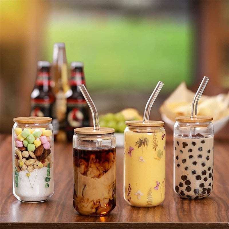 High Borosilicate Glass Cup With Bamboo Lid and Straw - Mugs from Dear Cece - Just £12.99! Shop now at Dear Cece