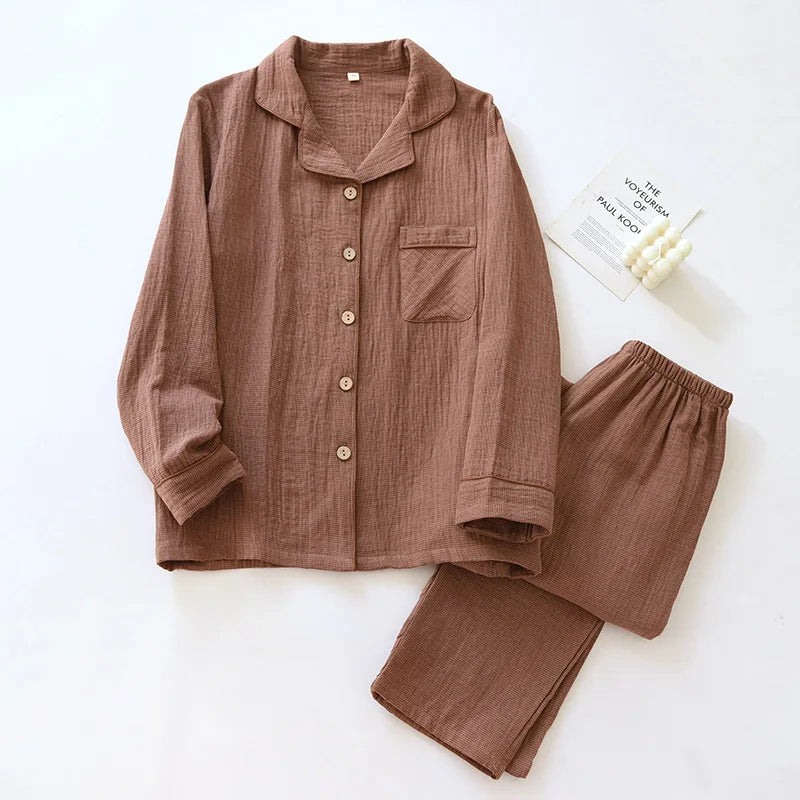 Brown pajama set on a white background
