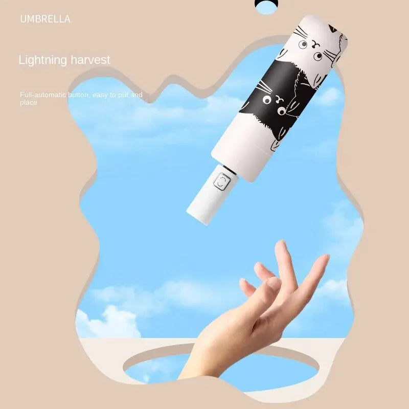 Hello Cat Print Folding Travel Umbrella - Umbrella from Dear Cece - Just £18.99! Shop now at Dear Cece