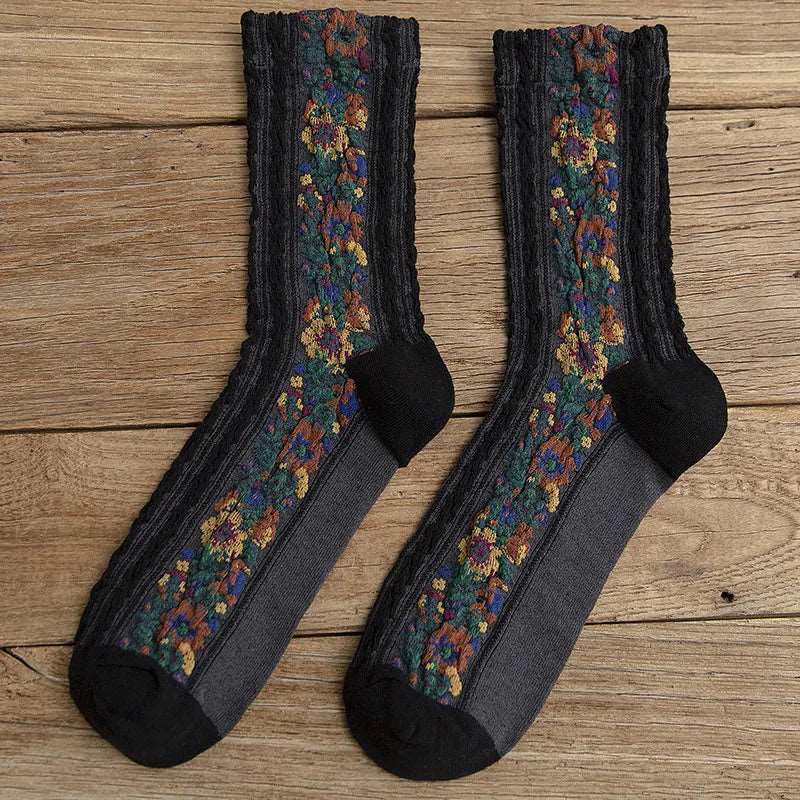 Pure Cotton Floral Embroidered Medium Tube Women's Socks - Socks from Dear Cece - Just £6.99! Shop now at Dear Cece