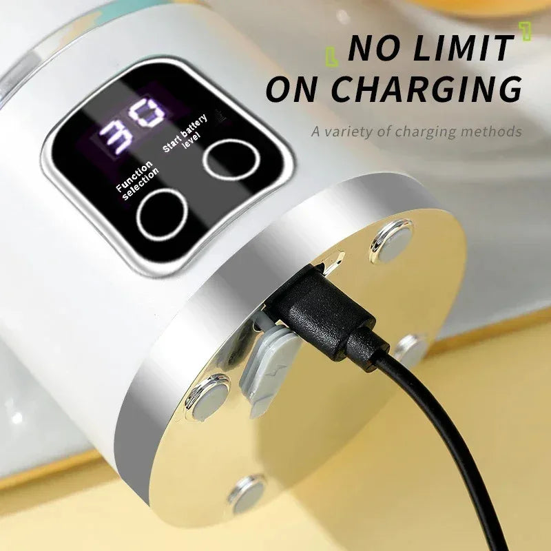Charging device with digital display and text 'No Limit on Charging' on a light background