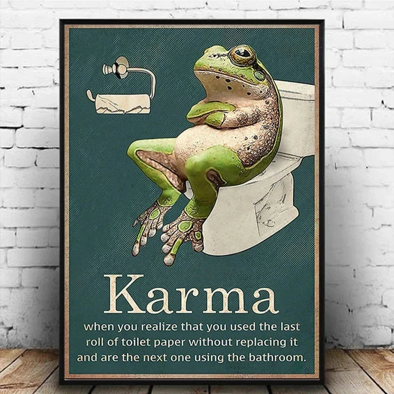 Karma Frog Toilet Bathroom Art Print - Wall Art from Dear Cece