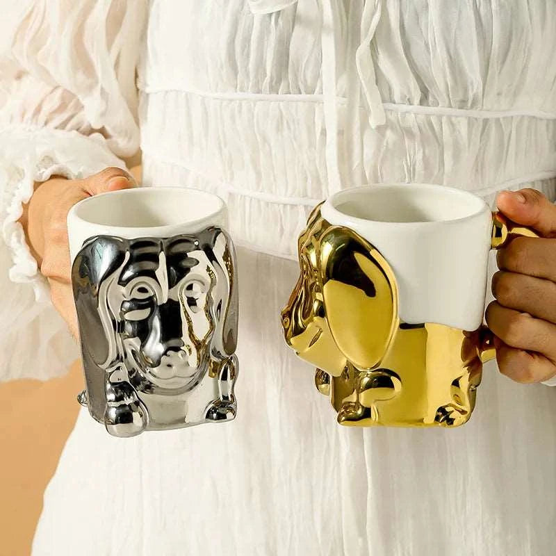 Gold Plated Dog Ceramic Mug - Mugs from Dear Cece - Just £22.99! Shop now at Dear Cece