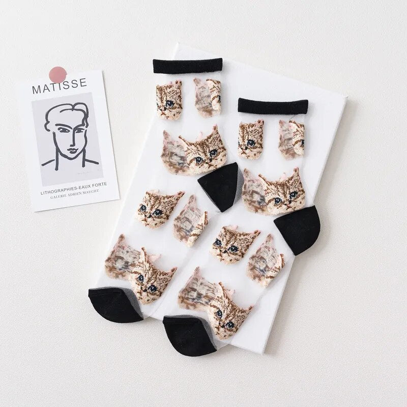 Black cat face socks