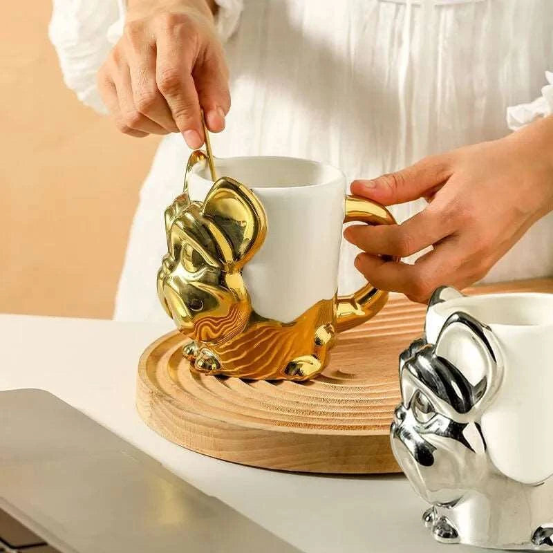 Gold Plated Dog Ceramic Mug - Mugs from Dear Cece - Just £22.99! Shop now at Dear Cece