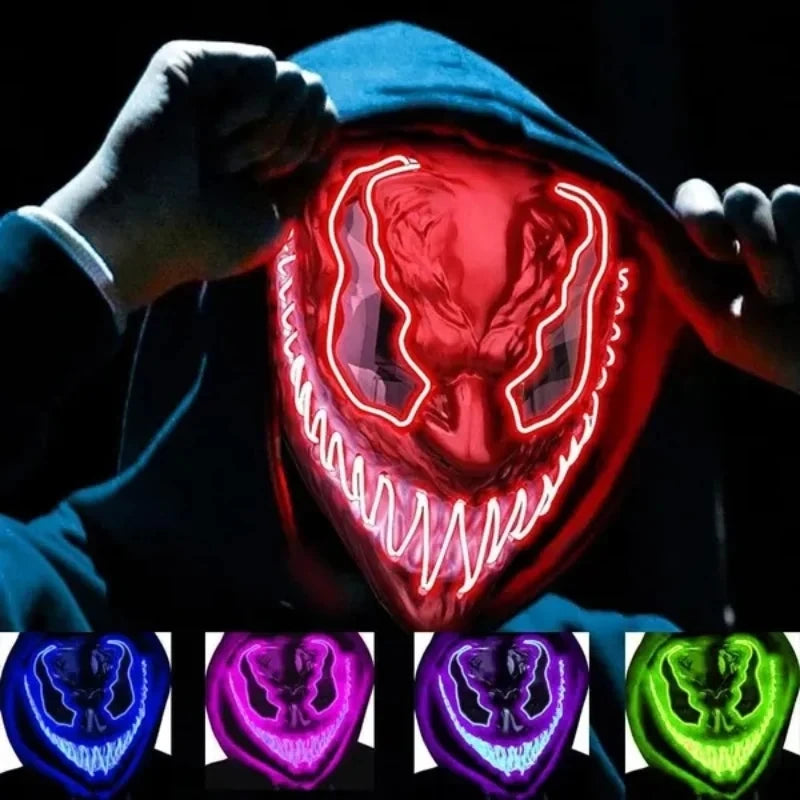 Red Halloween Neon Venom Glowing LED Mask