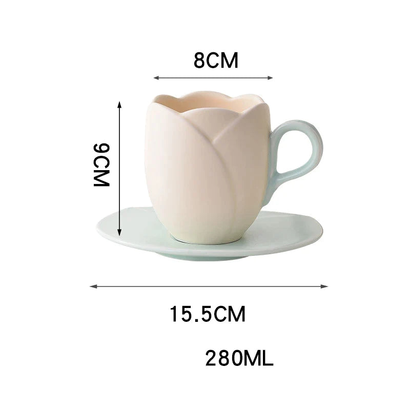 Vintage Spring Tulip Coffee Cup and Saucer - Mug Gift Set - Mugs from Dear Cece - Just £22.99! Shop now at Dear Cece