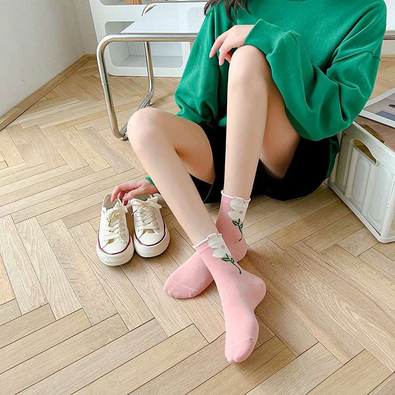 Womens Cute Floral Ankle Socks - Socks from Dear Cece - Just £6.99! Shop now at Dear Cece