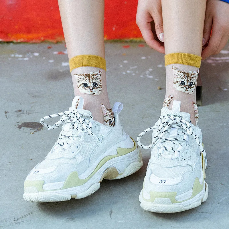 Transparent Cute Cat Socks - Socks from Dear Cece - Just £5.99! Shop now at Dear Cece