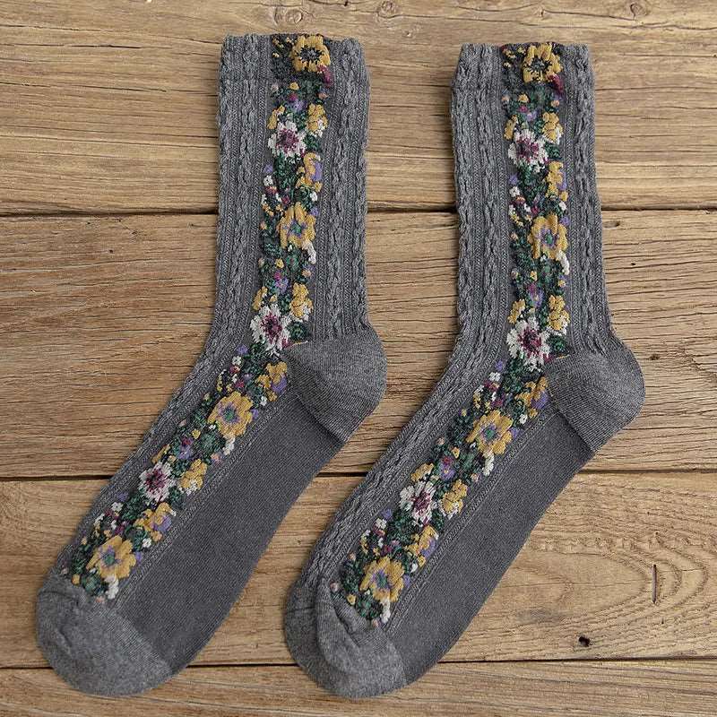 Pure Cotton Floral Embroidered Medium Tube Women's Socks - Socks from Dear Cece - Just £6.99! Shop now at Dear Cece