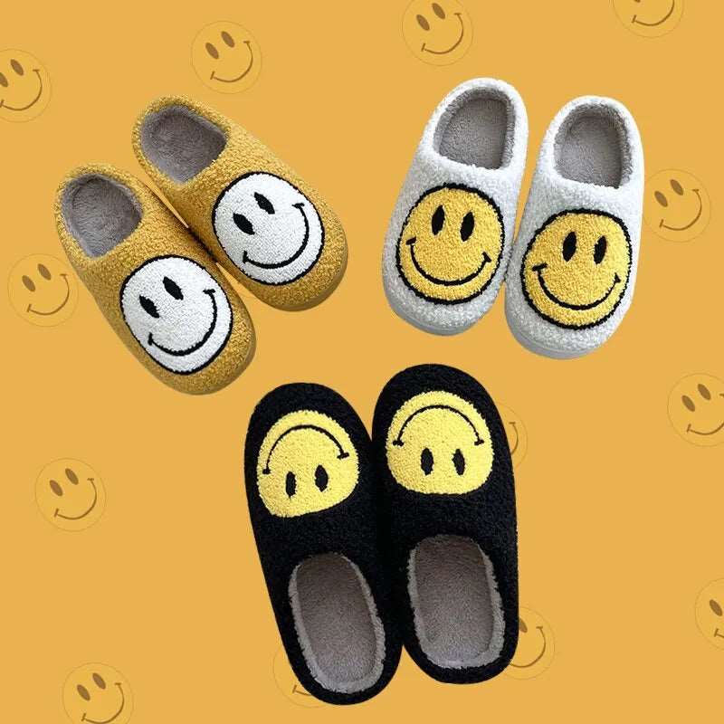 Happy Face Smiley Fuzzy Fur Slippers - slippers from Dear Cece - Just £18.99! Shop now at Dear Cece