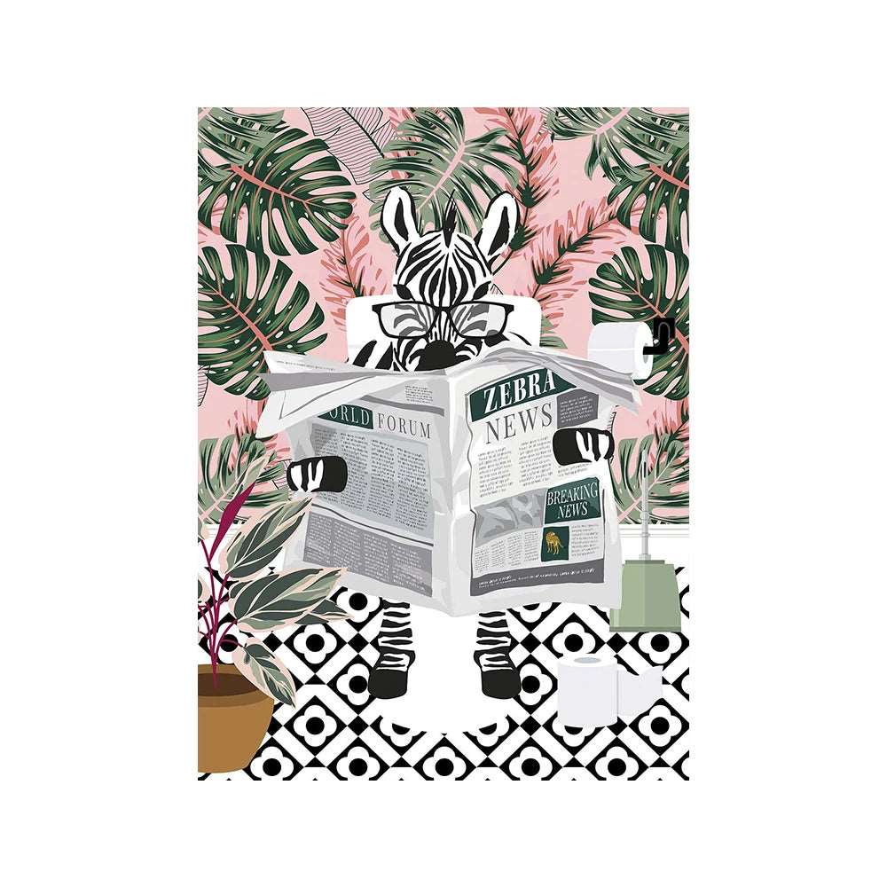 Bathroom Zebra Botanical Jungle Art Print - Wall Art from Dear Cece - Just £19.99! Shop now at Dear Cece