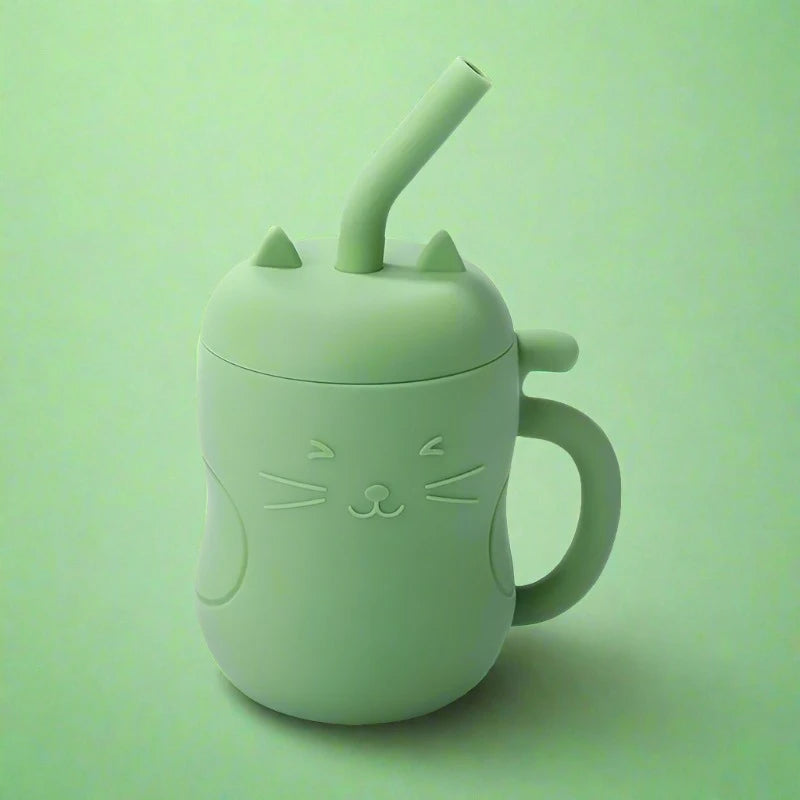 Green toddler cup and straw - Cat